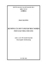 Luận văn tốt nghiệp hệ thống câu hỏi và bài tập trắc nghiệm phần giao thoa ánh sáng