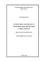 Luận văn tốt nghiệp sử dụng tiếng anh cho vật lý trong phân dạng bài tập phần cơ học chất lưu