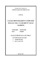 Luận án tiến sĩ các đặc trưng plasmon và tính chất động lực học của hệ điện tử trong graphene