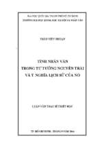 Tính nhân văn trong tư tưởng nguyễn trãi và ý nghĩa lịch sử của nó