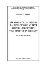 đời sống của các hộ dân tái định cư ở dự án tưới phan rí   phan thiết, tỉnh bình thuận hiện nay