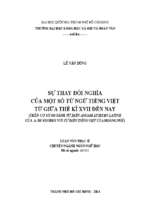 Sự thay đổi nghĩa của một số từ ngữ tiếng việt từ giữa thế kỉ xvii đến nay (trên cơ sở so sánh từ điển annam   lusitan   latinh của a.de rhodes với từ điển tiếng việt của hoàng phê)    