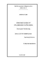Luận văn tốt nghiệp tính chất lượng tử của ánh sáng và ứng dụng