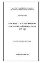 đảng bộ thị xã dĩ an, tỉnh bình dương lãnh đạo phát triển văn hóa   xã hội (1999 2012)    