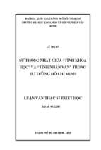 Sự thống nhất giữa  tính khoa học  và  tính nhân văn  trong tư tưởng hồ chí minh    