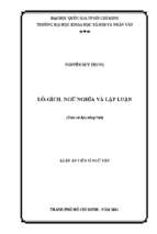 Lô   gích, ngữ nghĩa và lập luận (trên cứ liệu tiếng việt)    