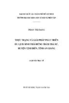 Thực trạng và giải pháp phát triển du lịch sinh thái rừng tràm trà sư, huyện tịnh biên, tỉnh an giang    