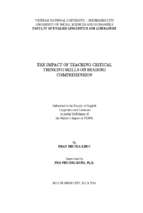 The impact of teaching critical thinking skills on reading comprehension    m.a.  60.14.10 