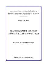 Hoạt động kinh tế của người chăm làng bàu trúc ở ninh thuận    luận văn 60.31.60 