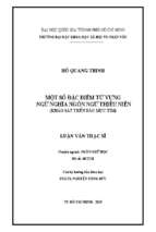 Một số đặc điểm từ vựng ngữ nghĩa ngôn ngữ thiếu niên (khảo sát trên báo mực tím)    luận văn 