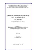 The effects of summarization strategy on efl students' reading comprehension of literary prose texts    m.a. 