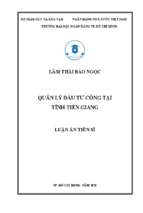 Quản lý đầu tư công tại tỉnh tiền giang