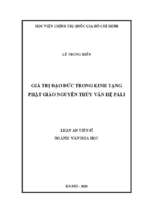 Giá trị đạo đức trong kinh tạng phật giáo nguyên thủy văn hệ pàli