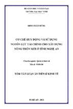 Cơ chế huy động và sử dụng nguồn lực tài chính cho xây dựng nông thôn mới ở tỉnh nghệ an tt