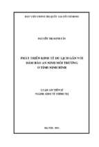 Phát triển kinh tế du lịch gắn với đảm bảo an ninh môi trường ở tỉnh ninh bình