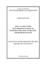Qâng cao chất lượng quản trị rủi ro tín dụng tại ngân hàng tmcp quốc tế việt nam   chi nhánh thái nguyên