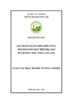 Giải pháp giảm nghèo bền vững cho hộ nông dân trên địa bàn huyện bắc sơn, tỉnh lạng sơn