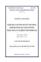 Kiểm soát đường huyết chu phẫu ở bệnh nhân đái tháo đường phẫu thuật tại bệnh viện bình dân