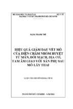 Hiệu quả giảm đau vết mổ của điện châm nhóm huyệt tứ mãn, đới mạch, địa cơ, tam âm giao với sản phụ sau mổ lấy thai