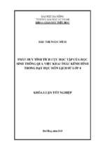 Phát huy tính tích cực học tập của học sinh thông qua việc khai thác kênh hình trong dạy học môn lịch sử lớp 4.