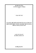 Xây dựng hệ thống hỗ trợ tư vấn và đăng ký khám bệnh trực tuyến tại bệnh viện đa khoa trung ương quảng nam.
