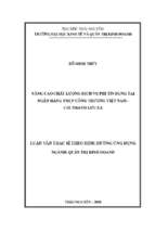 Nâng cao chất lượng dịch vụ phi tín dụng tại ngân hàng tmcp công thương việt nam   chi nhánh lưu xá