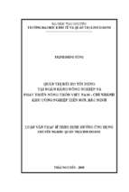 Quản trị rủi ro tín dụng tại ngân hàng nông nghiệp và phát triển nông thôn việt nam   chi nhánh khu công nghiệp tiên sơn, bắc ninh