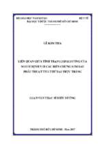 Liên quan giữa tình trạng dinh dưỡng của người bệnh với các biến chứng sớm sau phẫu thuật ung thư đại trực tràng