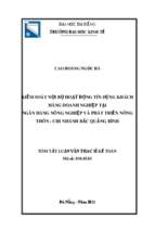 Kiểm soát nội bộ hoạt động tín dụng khách hàng doanh nghiệp tại ngân hàng nông nghiệp và phát triển nông thôn chi nhánh bắc quảng bình