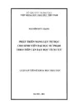 Phát triển năng lực tự học cho sinh viên đại học sư phạm theo tiếp cận dạy học tích cực