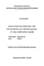 Quản lí đào tạo theo học chế tín chỉ trong các trường đại học tư thục miền đông nam bộ tt