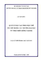 Quản lí đào tạo theo học chế tín chỉ trong các trường đại học tư thục miền đông nam bộ