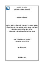 Hoàn thiện công tác thanh tra hoạt động tín dụng các chi nhánh ngân hàng thương mại của ngân hàng nhà nước việt nam   chi nhánh tỉnh quảng bình