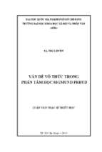Vấn đề vô thức trong phân tâm học sigmund freud    