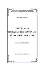 Truyện ngắn sơn nam và bình nguyên lộc từ góc nhìn văn hóa học    