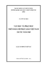 Văn học và phật học trên báo chí phật giáo việt nam trước năm 1945    