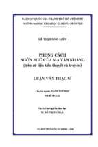 Phong cách ngôn ngữ của ma văn kháng (trên cứ liệu tiểu thuyết và truyện)    