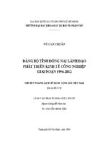 đảng bộ tỉnh đồng nai lãnh đạo phát triển kinh tế công nghiệp giai đoạn 1996 2012    
