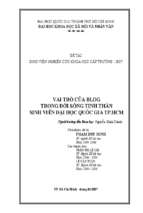 Vai trò của blog trong đời sống tinh thần sinh viên đại học quốc gia tp. hcm   