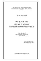 Mối quan hệ giữa bảo tồn và phát huy các giá trị di sản văn hóa ở hội an    