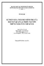 Sự phân hóa thái độ chính trị của đội ngũ quan lại triều nguyễn những năm cuối thế kỉ xix    