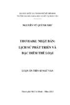 Thơ haiku nhật bản  lịch sử phát triển và đặc điểm thể loại    