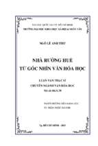 Nhà rường huế từ góc nhìn văn hóa học    