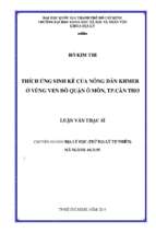 Thích ứng sinh kế của nông dân khmer ở vùng ven đô  quận ô môn, tp. cần thơ    