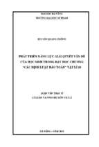 Phát triển năng lực giải quyết vấn đề của học sinh trong dạy học chương “các định luật bảo toàn” vật lý 10