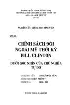 Chính sách đối ngoại mỹ thời kỳ bill clinton dưới góc nhìn của chủ nghĩa tự do