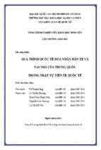 Quá trình quốc tế hóa nhân dân tệ và vai trò của trung quốc trong trật tự tiền tệ quốc tế   