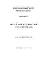 Văn xuôi nghệ thuật tạ duy anh từ góc nhìn thể loại    