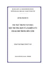 Tục ngữ trong văn học  một trường hợp của nghiên cứu folklore trong bối cảnh    