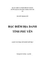 đặc điểm địa danh tỉnh phú yên    
